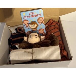 New Mom & Baby Boy Gift Box, Five Little Monkeys Themed Present, Welcome Newborn